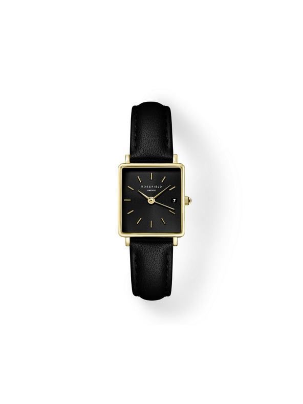 Rosefield Дамски часовник Rosefield Boxy XS Black Leather QBBLG-Q53