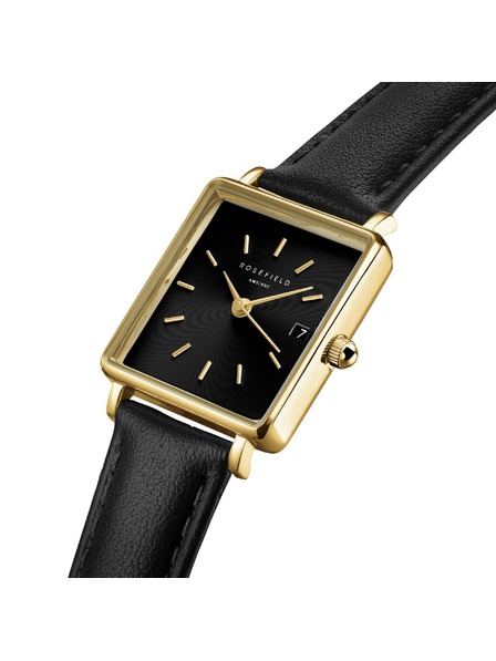 Rosefield Дамски часовник Rosefield Boxy XS Black Leather QBBLG-Q53