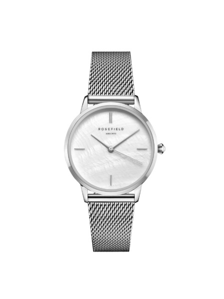 Rosefield Дамски часовник Rosefield Pearl Edit Mesh Silver RMSMS-R08