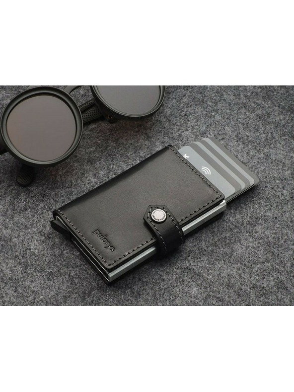 Pularys Мъжки кожен портфейл Pularys Easy Wallet черен