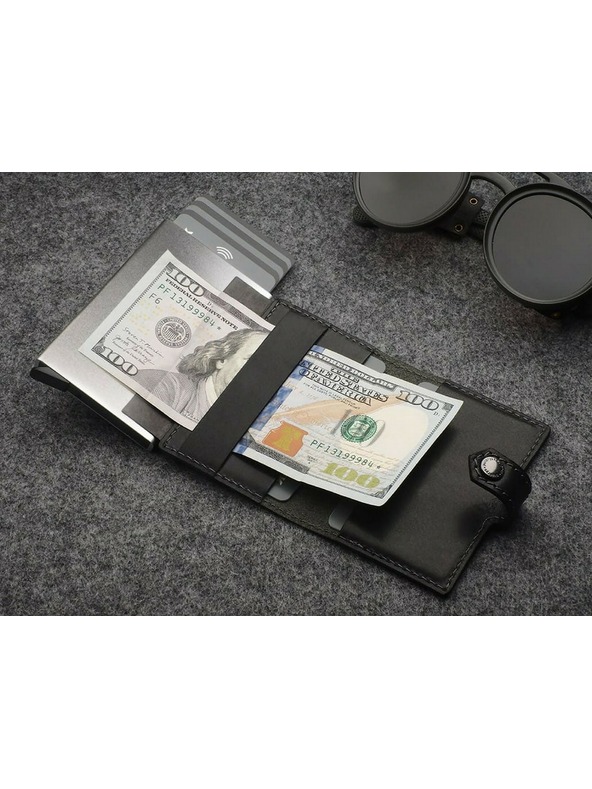 Pularys Мъжки кожен портфейл Pularys Easy Wallet черен