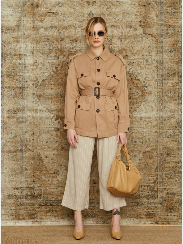 ZOOT.lab Бежов раиран кюлотен панталон ZOOT.lab Anika