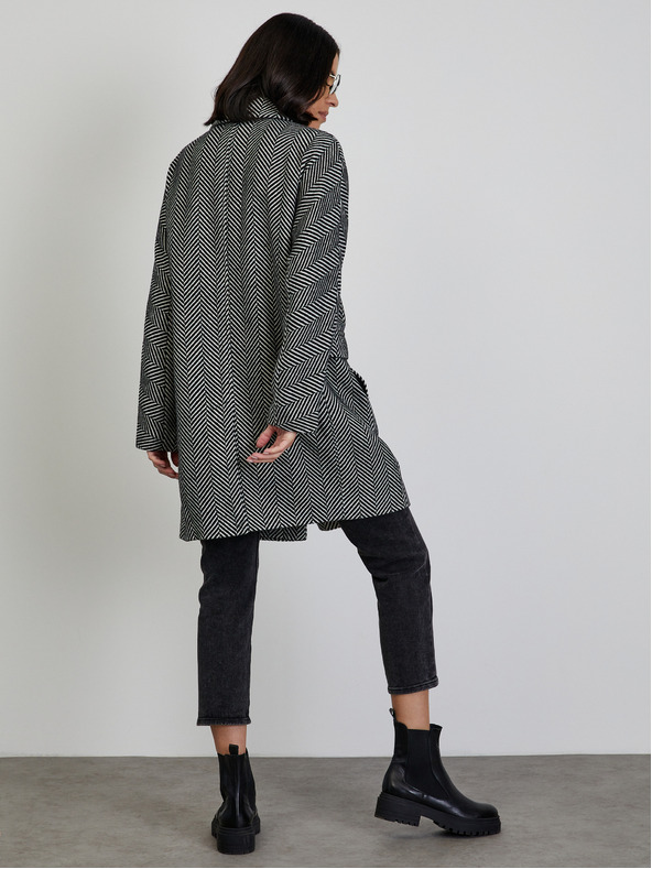 ZOOT.lab Бяло и черно дамско зимно палто с шарка ZOOT.lab Sherry