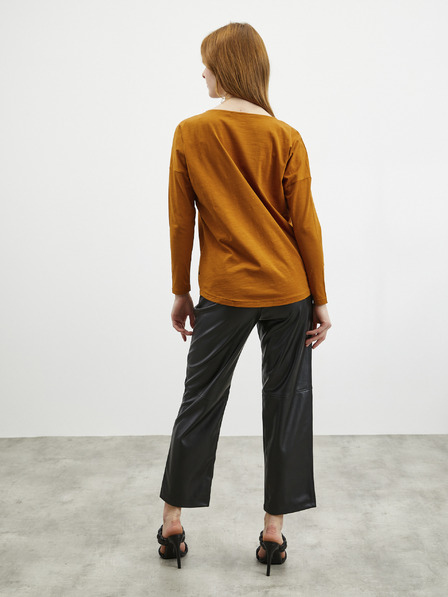 ZOOT.lab Кафява дамска основна тениска с дълъг ръкав ZOOT.lab Evana