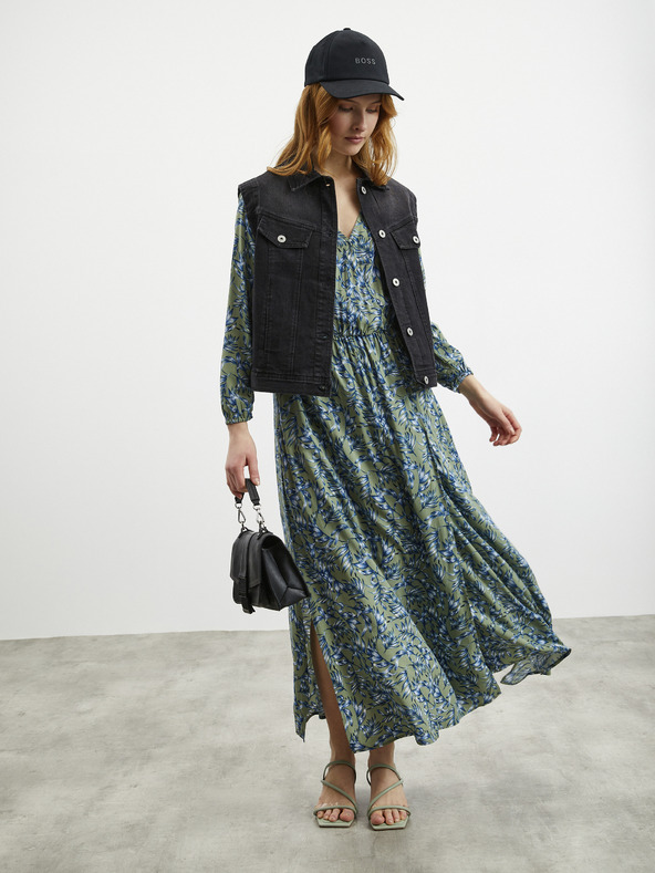 ZOOT.lab Синьо-зелена дамска шарена дълга рокля ZOOT.lab Eliane