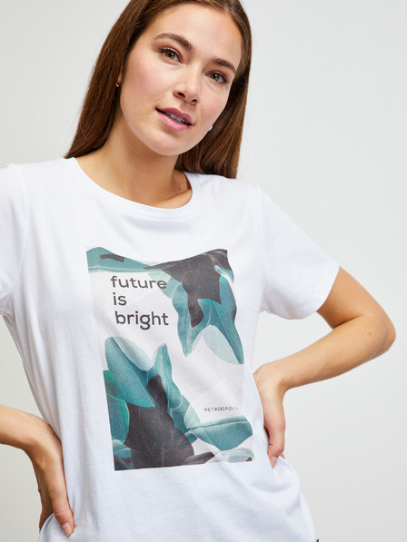 ZOOT.lab Бяла тениска с къс ръкав METROOPOLIS by ZOOT.lab Tyra