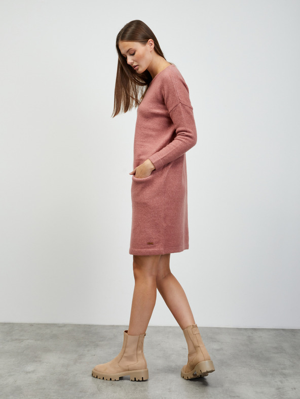 ZOOT.lab Староророзова рокля с пуловер от вълнена смес ZOOT.lab Dania