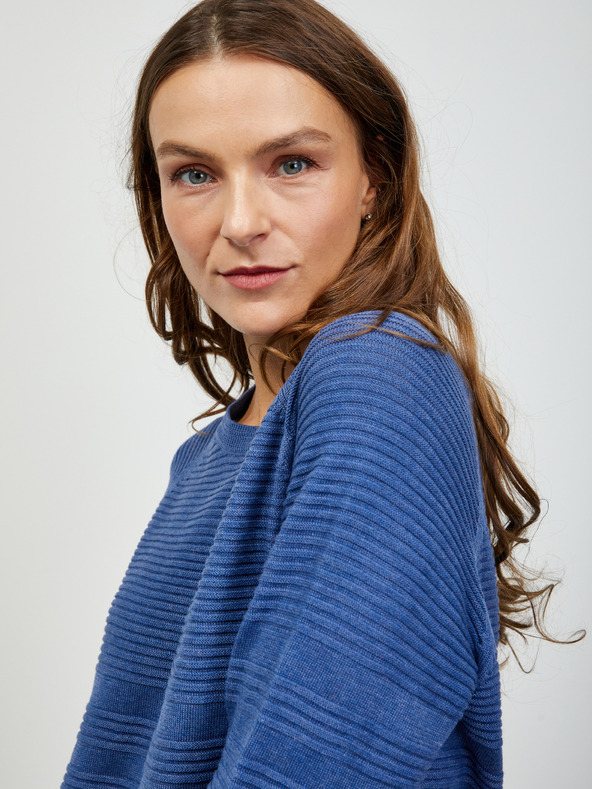 ZOOT.lab Син дамски пуловер с ребра ZOOT.lab Heddie