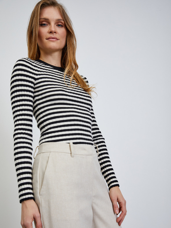 ZOOT.lab Кремав дамски панталон на райета ZOOT.lab Deliza