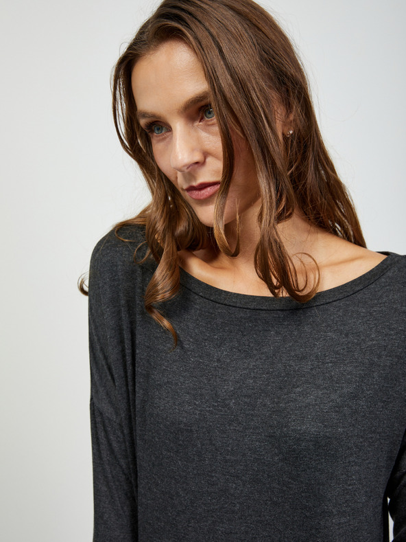ZOOT.lab Тъмно сива дамска основна тениска с дълъг ръкав ZOOT.lab Leticia
