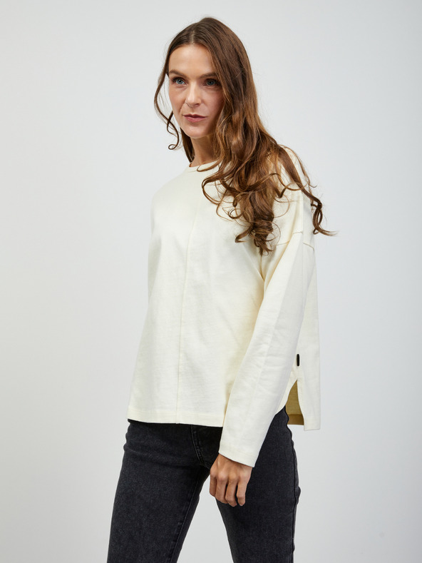 ZOOT.lab Кремава дамска основна тениска с дълъг ръкав ZOOT.lab Bambie