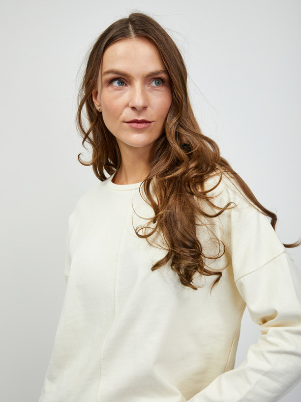 ZOOT.lab Кремава дамска основна тениска с дълъг ръкав ZOOT.lab Bambie