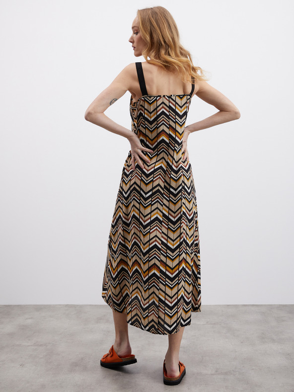 ZOOT.lab Черно-кафява дамска миди рокля с шарки ZOOT.lab Nichel