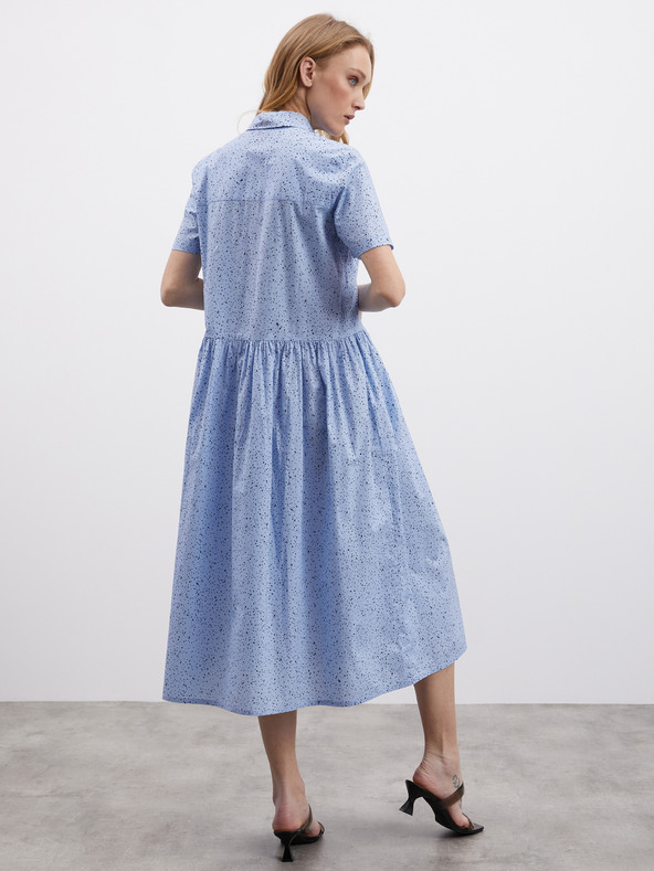 ZOOT.lab Светлосиня шарена дамска миди рокля с риза ZOOT.lab Reed