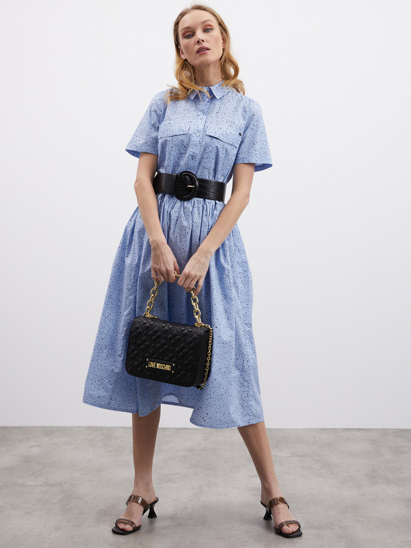 ZOOT.lab Светлосиня шарена дамска миди рокля с риза ZOOT.lab Reed