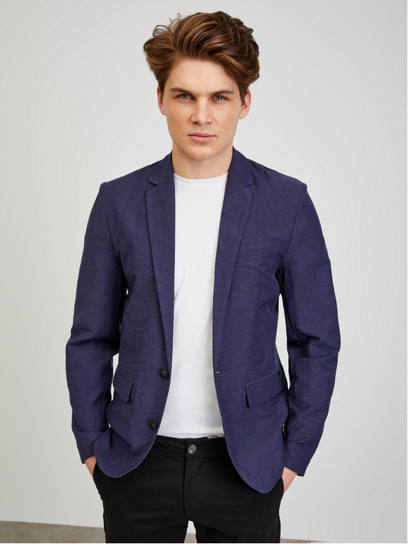 ZOOT.lab Тъмносиньо мъжко ленено яке ZOOT.lab Joseph