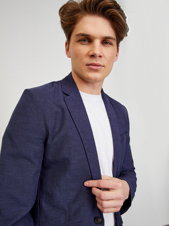 ZOOT.lab Тъмносиньо мъжко ленено яке ZOOT.lab Joseph