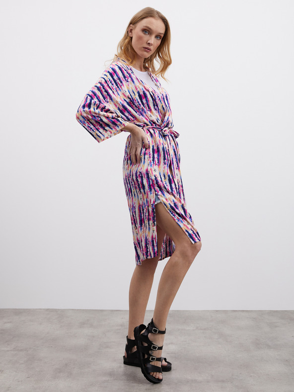 ZOOT.lab Розово-лилава дамска шарена рокля с волан ZOOT.lab Fifi