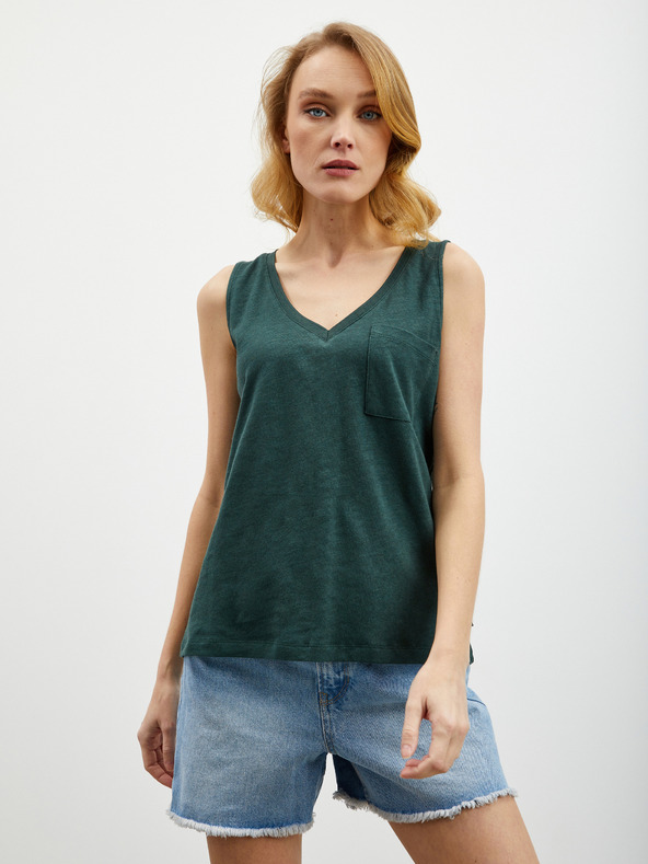 ZOOT.lab Тъмнозелен дамски ленен потник с джобче ZOOT.lab Josi