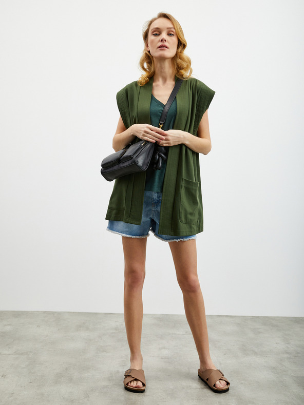 ZOOT.lab Тъмнозелен дамски ленен потник с джобче ZOOT.lab Josi