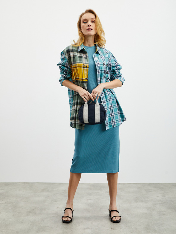 ZOOT.lab Светлосиня дамска оребрена рокля с разрез ZOOT.lab Delie