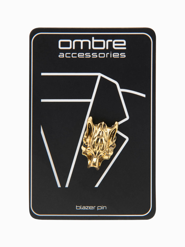 Ombre Clothing Метална декоративна значка за рокля с вълк златна Ombre Clothing