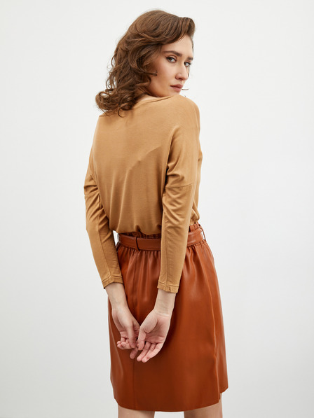 ZOOT.lab Бежова дамска свободна основна тениска с три-четвърти ръкави ZOOT.lab Leticia