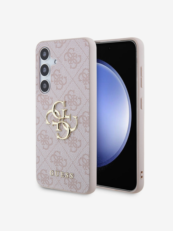 Guess Guess PU 4G метален лого заден калъф за Samsung Galaxy S24 Pink