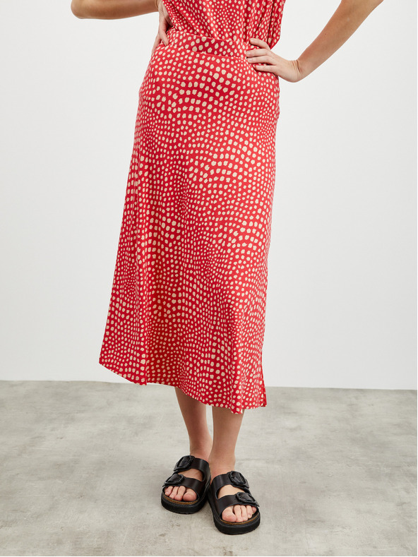 ZOOT.lab Бежово-червена шарена миди пола с разрез ZOOT.lab Norine