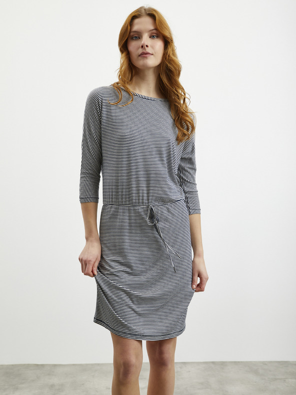 ZOOT.lab Бяло-синя дамска рокля на райета с вратовръзка ZOOT.lab Demi