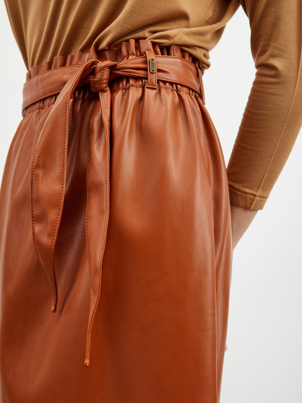 ZOOT.lab Кафява дамска пола от изкуствена кожа с връзки ZOOT.lab Ryoko