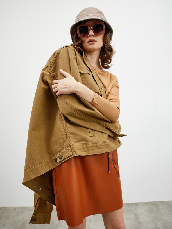 ZOOT.lab Кафява дамска пола от изкуствена кожа с връзки ZOOT.lab Ryoko