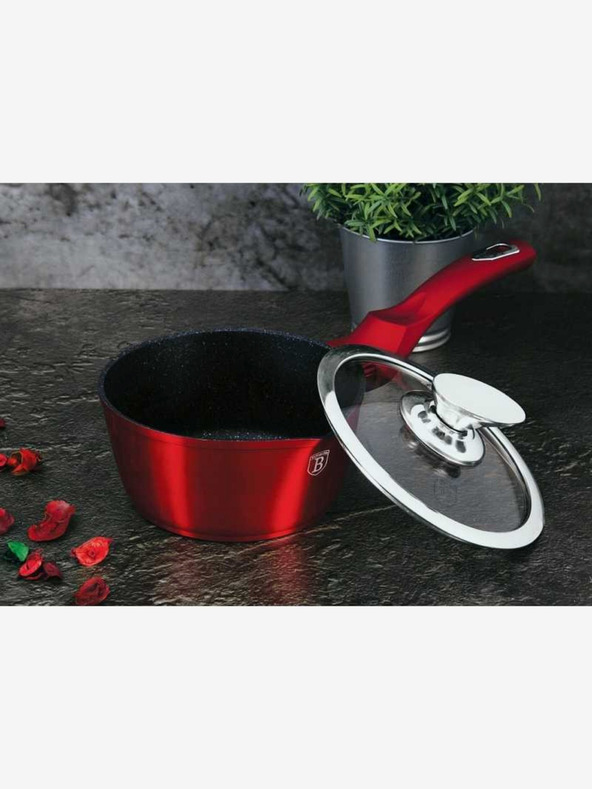 Berlingerhaus Тиган за палачинки с капак с мраморна повърхност 16 см Burgundy Metallic Line BERLINGERHAUS