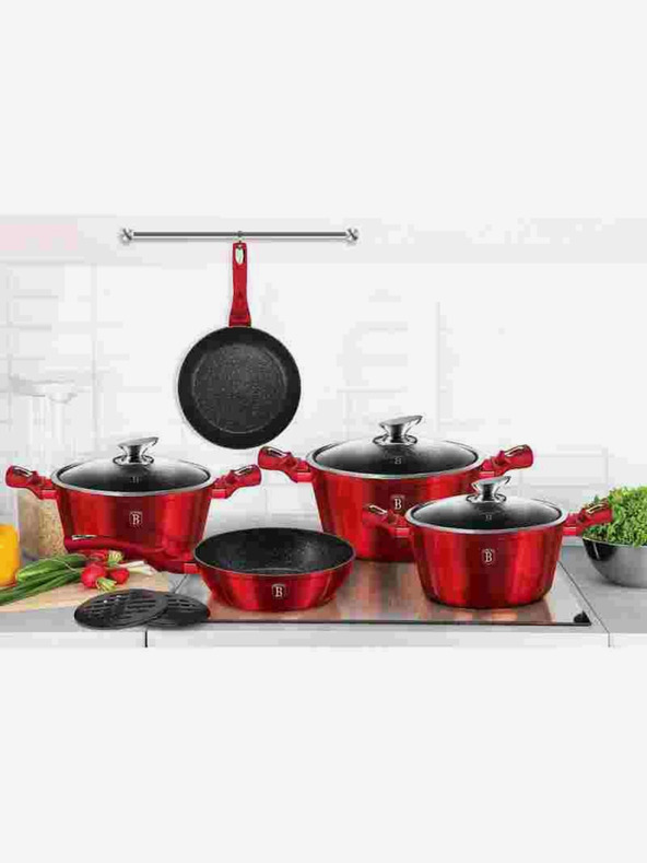 Berlingerhaus Тиган за палачинки с капак с мраморна повърхност 16 см Burgundy Metallic Line BERLINGERHAUS