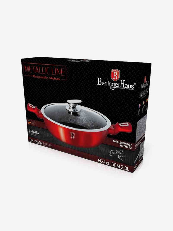 Berlingerhaus Кръгъл тиган с мраморно покритие и капак 24 см BERLINGERHAUS Burgundy Metallic Line