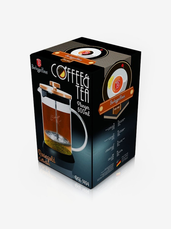 Berlingerhaus Каничка за чай и кафе French Press 600 ml Колекция Rosegold BERLINGERHAUS
