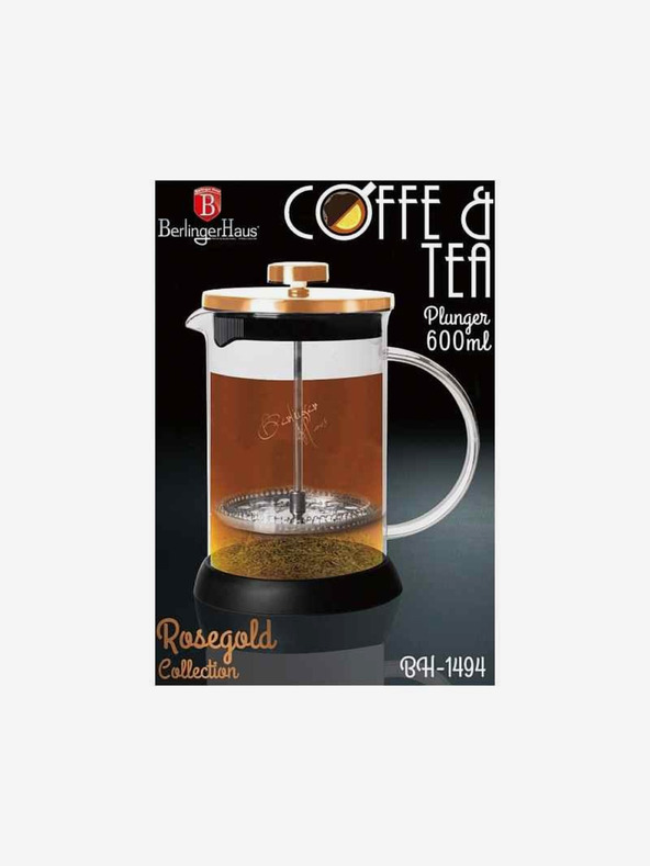 Berlingerhaus Каничка за чай и кафе French Press 600 ml Колекция Rosegold BERLINGERHAUS