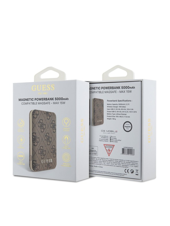 Guess Guess PU 4G MagSafe Powerbank 5000mAh кафяв