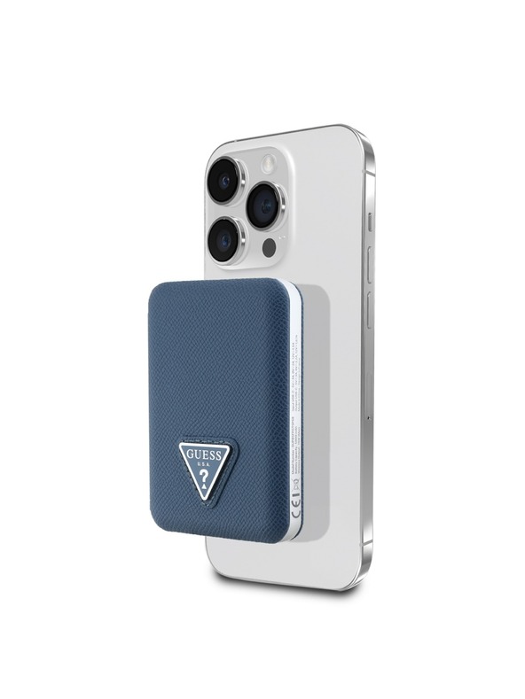 Guess Guess PU зърнест триъгълник с лого MagSafe Powerbank 5000mAh Синьо