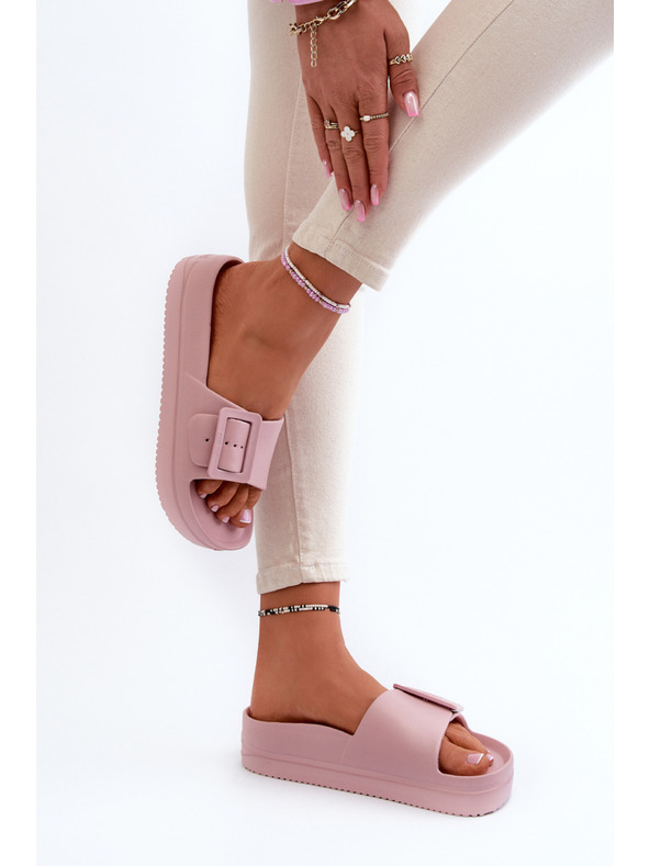 BIG STAR SHOES Дамски пенести обувки на платформа с катарама Big Star розови