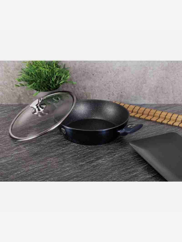 Berlingerhaus Кръгъл тиган с мраморен повърхност и капак 28 см BERLINGERHAUS Metallic Line Aquamarine Edition