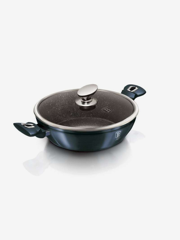 Berlingerhaus Кръгъл тиган с мраморен повърхност и капак 28 см BERLINGERHAUS Metallic Line Aquamarine Edition