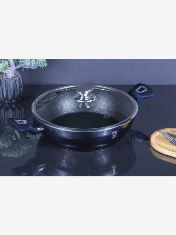 Berlingerhaus Кръгъл тиган с мраморен повърхност и капак 28 см BERLINGERHAUS Metallic Line Aquamarine Edition