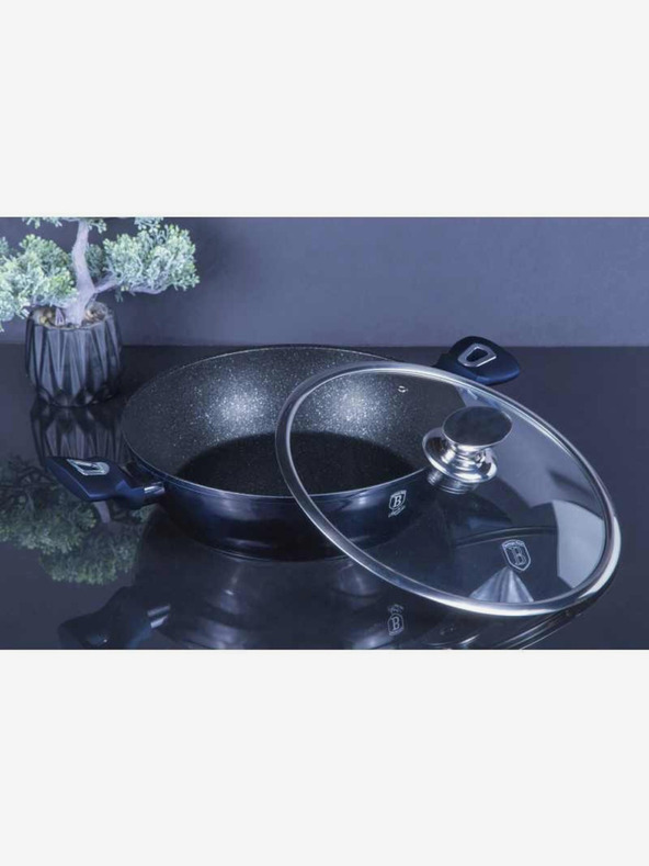 Berlingerhaus Кръгъл тиган с мраморен повърхност и капак 28 см BERLINGERHAUS Metallic Line Aquamarine Edition