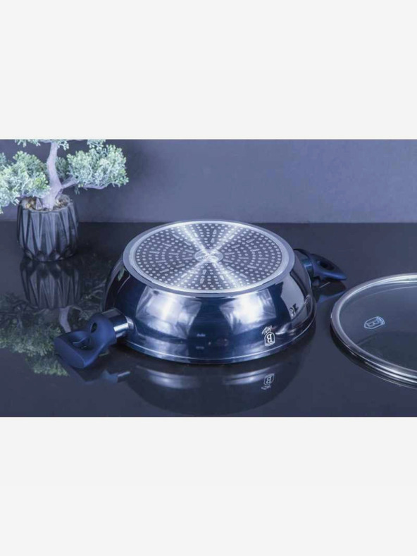 Berlingerhaus Кръгъл тиган с мраморен повърхност и капак 28 см BERLINGERHAUS Metallic Line Aquamarine Edition