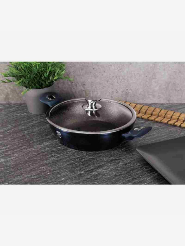 Berlingerhaus Кръгъл тиган с мраморен повърхност и капак 28 см BERLINGERHAUS Metallic Line Aquamarine Edition