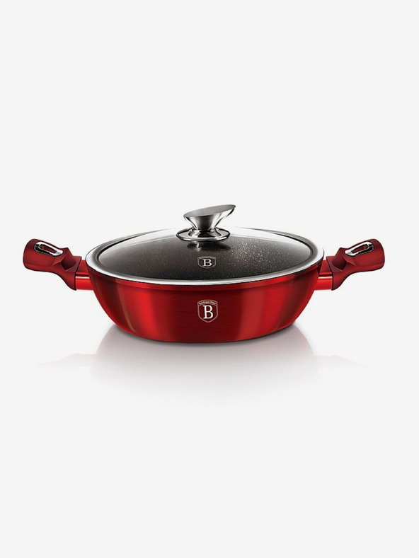 Berlingerhaus Кръгъл тиган с мраморен повърхност и капак 28 см BERLINGERHAUS Burgundy Metallic Line
