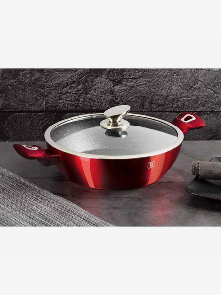 Berlingerhaus Кръгъл тиган с мраморен повърхност и капак 28 см BERLINGERHAUS Burgundy Metallic Line