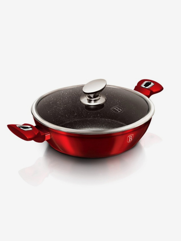 Berlingerhaus Кръгъл тиган с мраморен повърхност и капак 28 см BERLINGERHAUS Burgundy Metallic Line