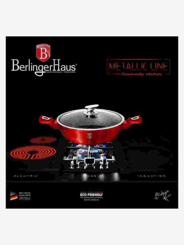 Berlingerhaus Кръгъл тиган с мраморен повърхност и капак 28 см BERLINGERHAUS Burgundy Metallic Line